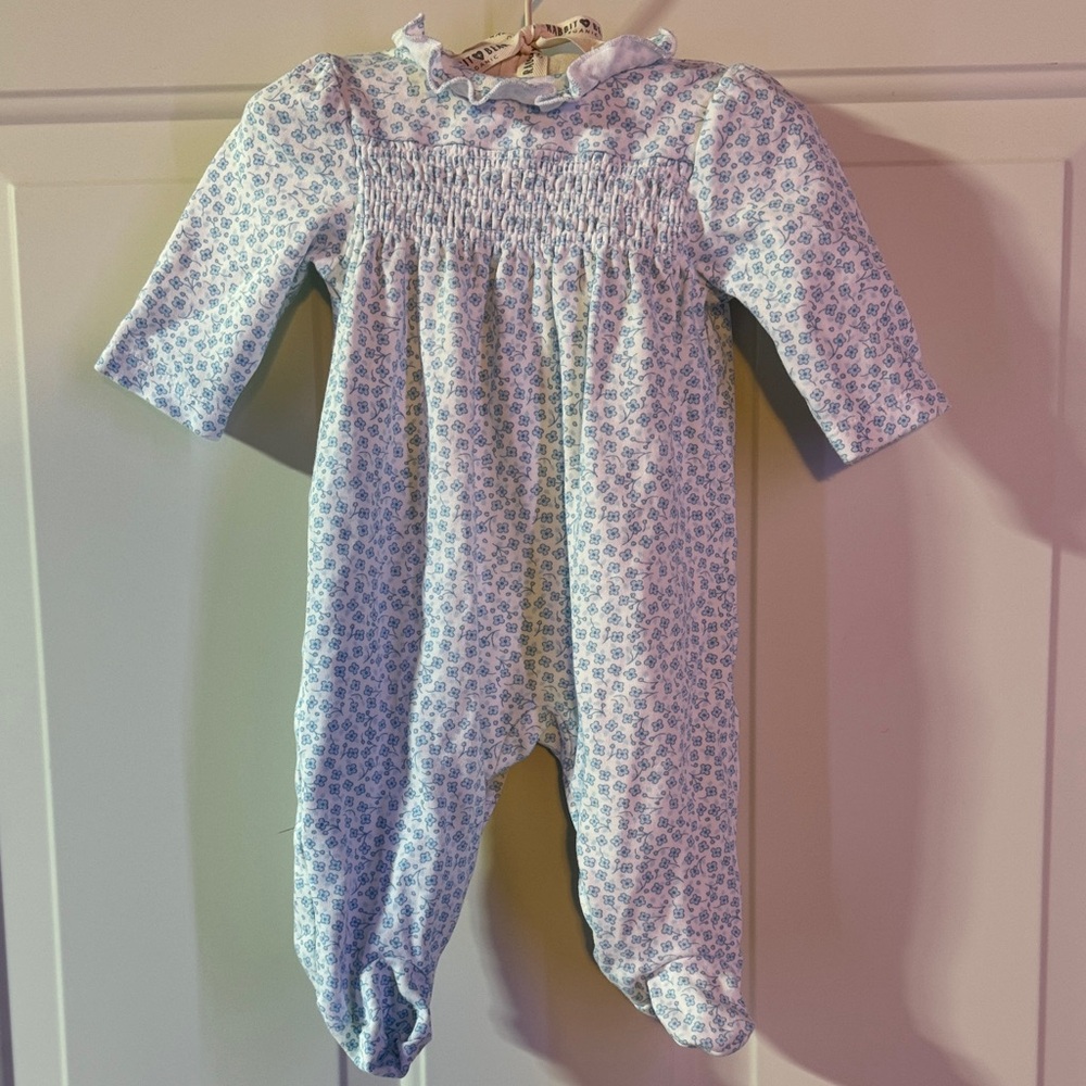 Little Me- Floral Blue Baby Onesie- 3m